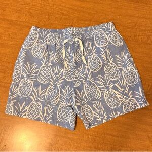 Chubbies Blue and White L Pineapple Print Swim Shorts with 5.5” Inseam